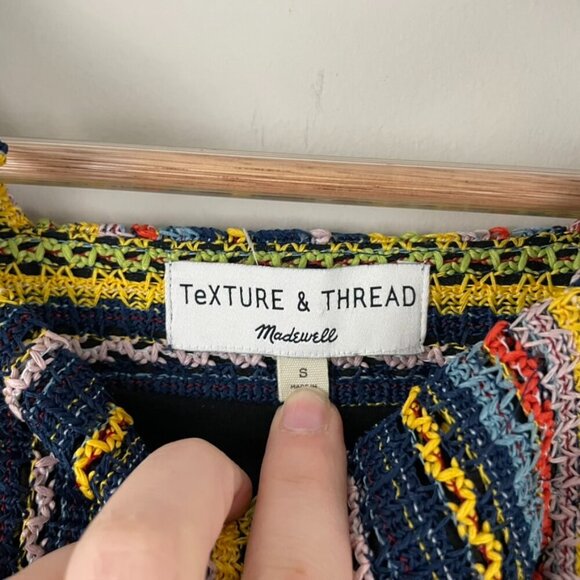 Madewell Texture & Thread Tie-Shoulder Tank Top in Rainbow Crochet Size Small - Picture 3 of 6